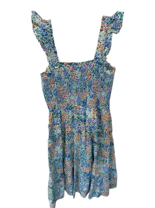 J. Crew Size S Blue & Green Cotton Sleeveless Flowers Smocked Maxi Dress Blue & Green / S