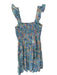 J. Crew Size S Blue & Green Cotton Sleeveless Flowers Smocked Maxi Dress Blue & Green / S