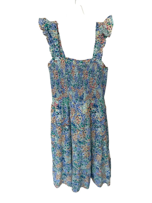J. Crew Size S Blue & Green Cotton Sleeveless Flowers Smocked Maxi Dress Blue & Green / S