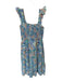 J. Crew Size S Blue & Green Cotton Sleeveless Flowers Smocked Maxi Dress Blue & Green / S