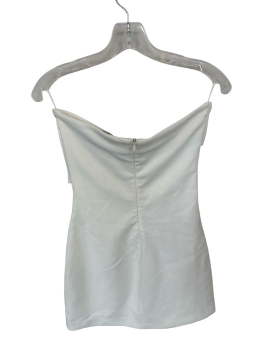 Zara Size S White Polyester Strapless Gathered Mini Dress White / S