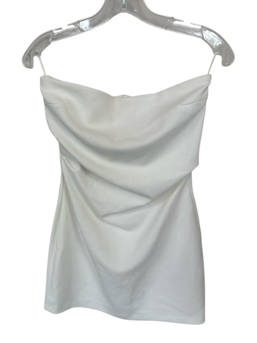 Zara Size S White Polyester Strapless Gathered Mini Dress White / S