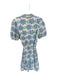 Draper James Size M Blue & Green Rayon & Linen Short Sleeve Flowers Belted Dress Blue & Green / M
