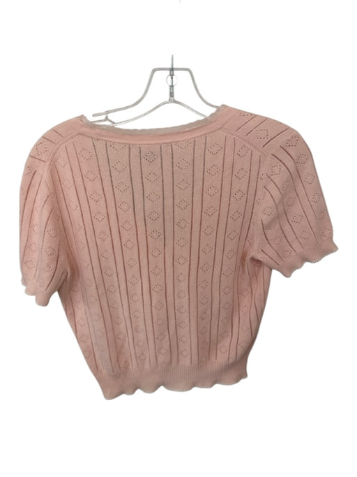J. Crew Size S Peach Short Sleeve Perforated Lace Trim Buttons Top Peach / S