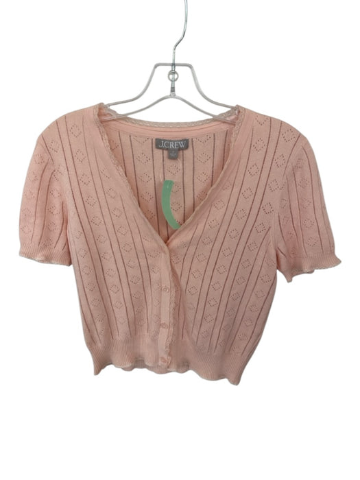 J. Crew Size S Peach Short Sleeve Perforated Lace Trim Buttons Top Peach / S