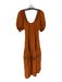Free People Size S Rust Cotton Blend 3/4 Balloon Sleeve Button Down Maxi Dress Rust / S