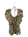 Misa Size S Green & Pink Cotton 3/4 Balloon Sleeve Flowers Back Tie Dress Green & Pink / S