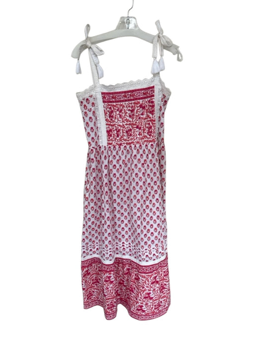 Pink City Prints Size XS White & Magenta Cotton Tie Straps Block Print Dress White & Magenta / XS