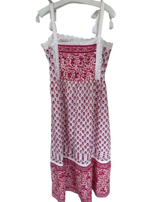 Pink City Prints Size XS White & Magenta Cotton Tie Straps Block Print Dress White & Magenta / XS