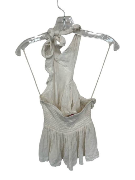 Free People Size S White Viscose Halter Neck Raw Hem Top White / S
