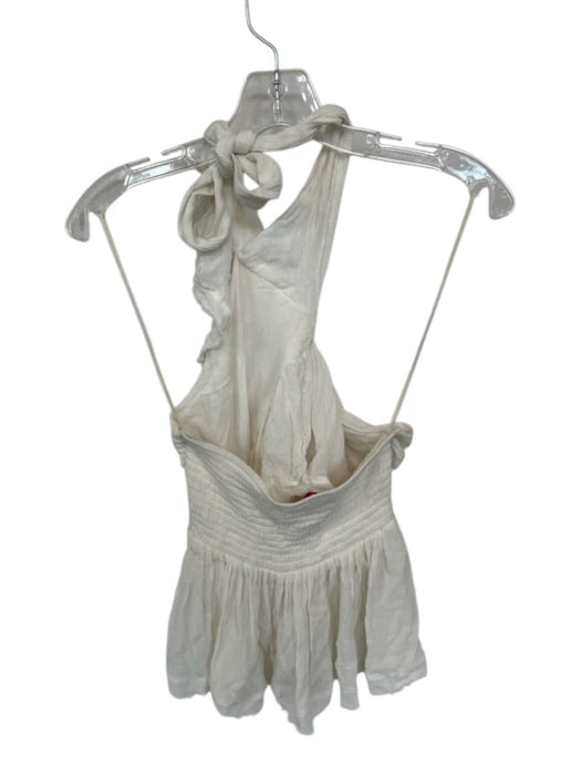 Free People Size S White Viscose Halter Neck Raw Hem Top White / S