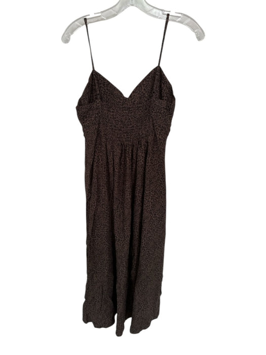 Free People Size S Brown & Black Rayon Blend Spaghetti Strap Animal Print Top Brown & Black / S