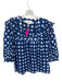 Cleobella Size S Navy & white Cotton Long Balloon Sleeve Squares Ruffles Top Navy & white / S
