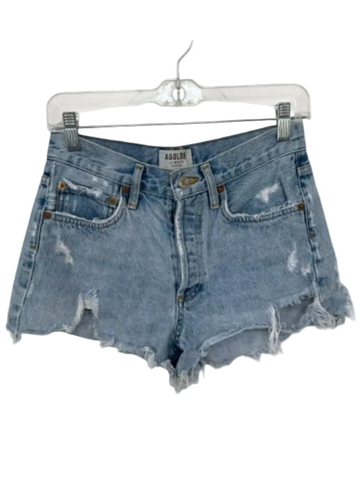 Agolde Size 25 Light Wash Organic Cotton Button Fly Distressed Cut Off Shorts Light Wash / 25