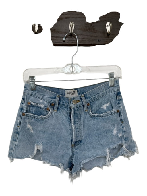 Agolde Size 25 Light Wash Organic Cotton Button Fly Distressed Cut Off Shorts Light Wash / 25