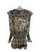 Farm Rio Size XS Gray & Gold Viscose Long Balloon Sleeve Botanical Dress Gray & Gold / XS