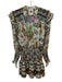 Farm Rio Size XS Gray & Gold Viscose Long Balloon Sleeve Botanical Dress Gray & Gold / XS