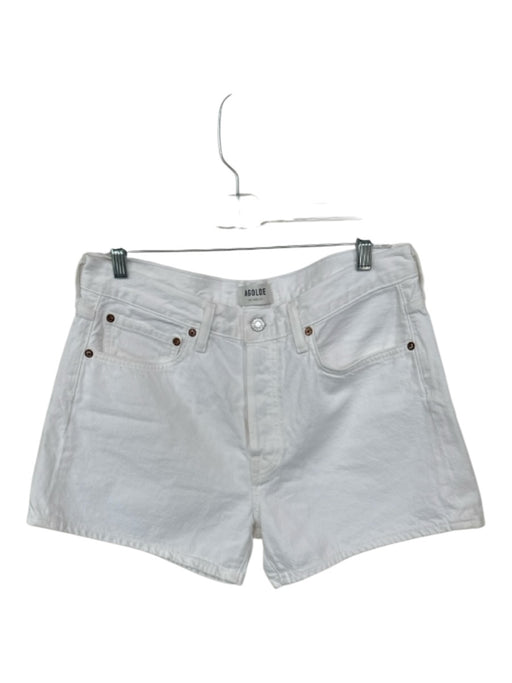Agolde Size 29 White Organic Cotton High Waist Button Fly Denim Shorts White / 29