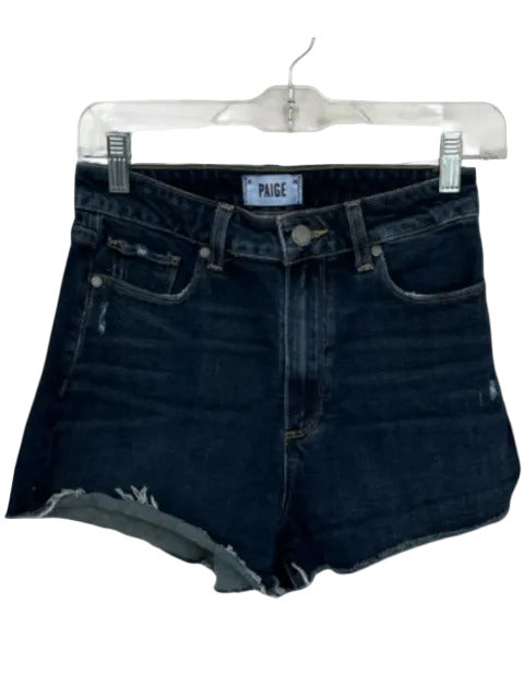 Paige Size 27 Dark Wash Cotton Blend High Waist Cut Off Denim Shorts Dark Wash / 27