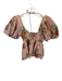 Love The Label Size XS Pink Multi Cotton Floral Buttons Balloon Sleeve Top Pink Multi / XS