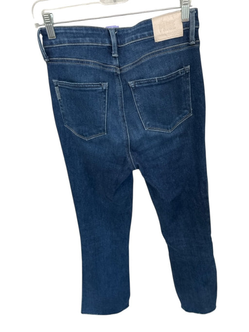 Paige Size 27 Dark Wash Cotton Fringe Accent Front Pockets Flare Leg Jeans Dark Wash / 27