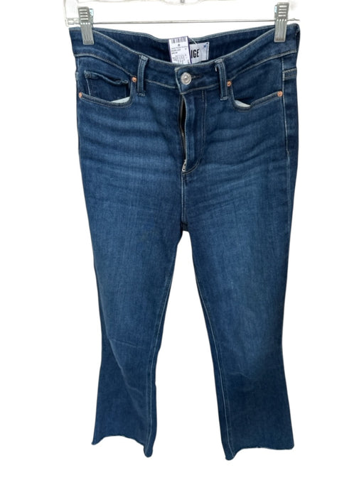 Paige Size 27 Dark Wash Cotton Fringe Accent Front Pockets Flare Leg Jeans Dark Wash / 27