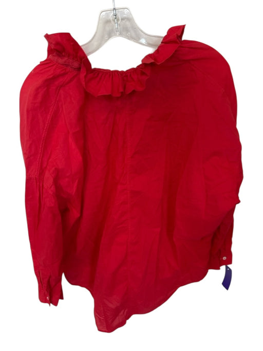 A Shirt Thing Size M/L Fire Engine Red Cotton Blend Long Sleeve V Neck Shirt Fire Engine Red / M/L