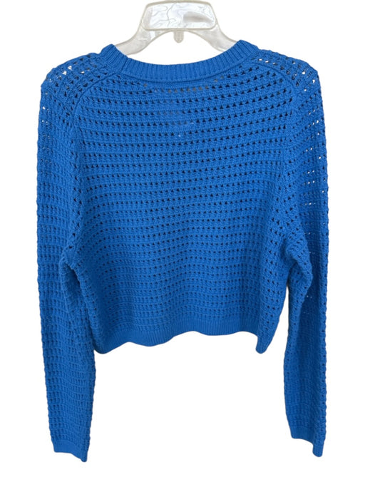 Boden Size L Blue Cotton Loose Knit Long Sleeve Cropped Sweater Blue / L
