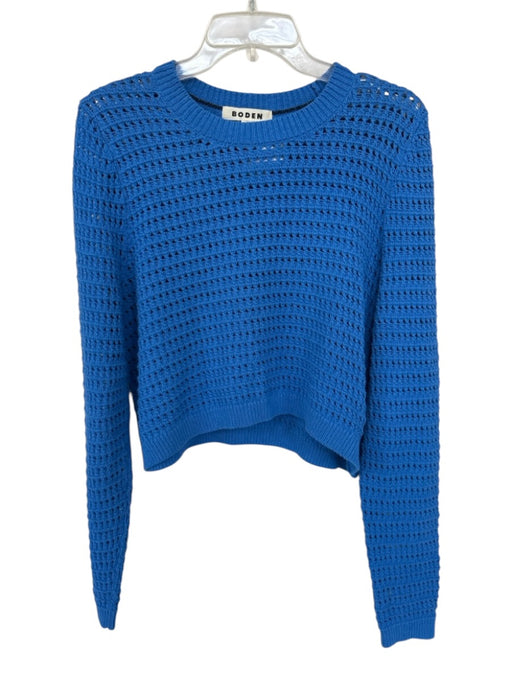 Boden Size L Blue Cotton Loose Knit Long Sleeve Cropped Sweater Blue / L