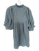 Never a Wallflower Size M Slate Blue & White Cotton 3/4 Balloon Sleeve Dress Slate Blue & White / M