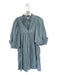 Never a Wallflower Size M Slate Blue & White Cotton 3/4 Balloon Sleeve Dress Slate Blue & White / M