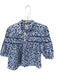 Maeve Size S Blue & White Cotton Short Sleeve Flowers Button Down Collar Top Blue & White / S