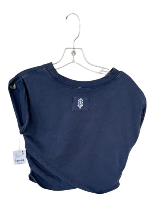 FP Movement Size L Navy Cotton Cap Sleeve Cropped Athletic Top Navy / L