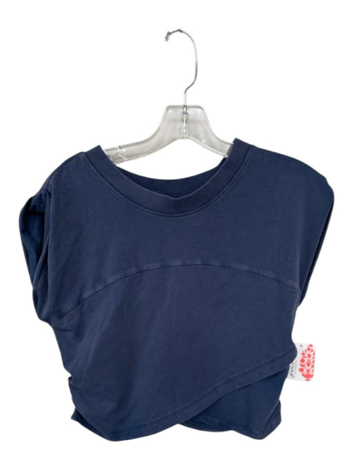 FP Movement Size L Navy Cotton Cap Sleeve Cropped Athletic Top Navy / L
