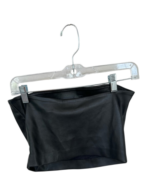 Susana Monaco Size M Black Vegan Leather Strapless Cropped Top Black / M