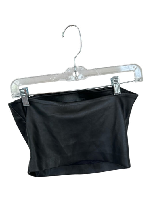 Susana Monaco Size M Black Vegan Leather Strapless Cropped Top Black / M