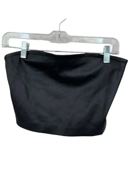 Susana Monaco Size M Black Vegan Leather Strapless Cropped Top Black / M