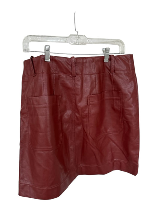 Maeve Size L Rust Vegan Leather Buttons Mini Skirt Rust / L