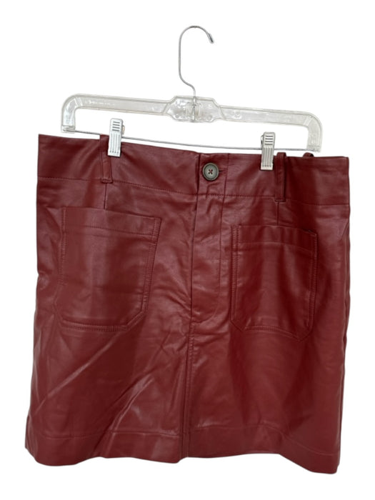 Maeve Size L Rust Vegan Leather Buttons Mini Skirt Rust / L