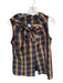 Lafayette 148 Size 6 Tan & Purple Polyester Sleeveless Plaid Button Down Bow Top Tan & Purple / 6