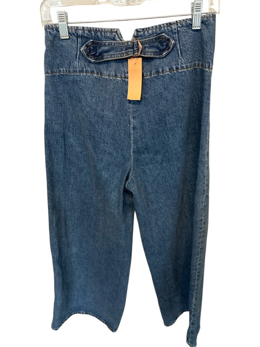 Free People Size 27 Med Dark Wash Cotton High Waist Button Fly Wide Leg Jeans Med Dark Wash / 27