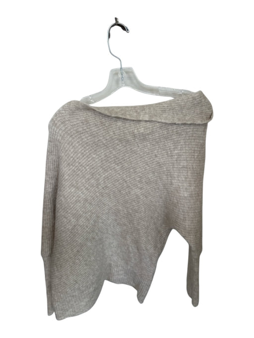 Moth Size M Oatmeal Wool Blend Asymetrical Neck Knit Long Sleeve Sweater Oatmeal / M