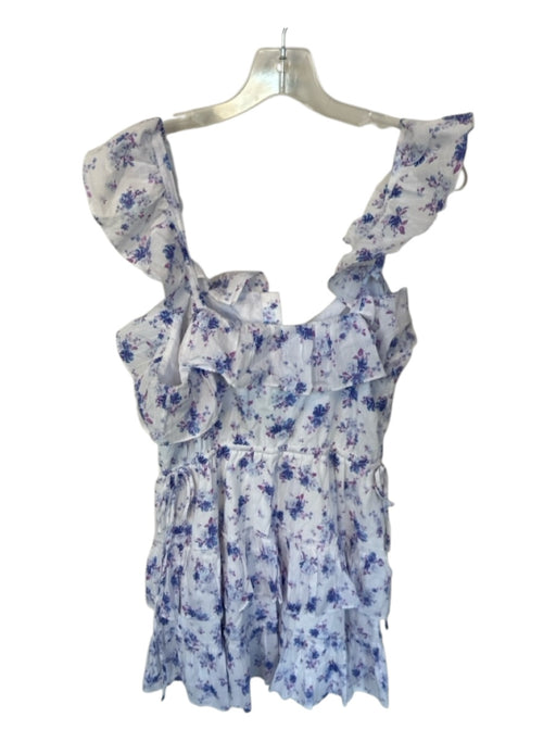 loveshackfancy for target Size M White & Purple Cotton Flutter Sleeves Dress White & Purple / M
