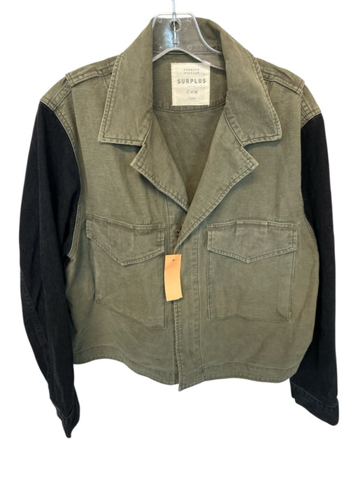 Citizens of Humanity Size L Green & Black Cotton Full Zip Color Block Jacket Green & Black / L