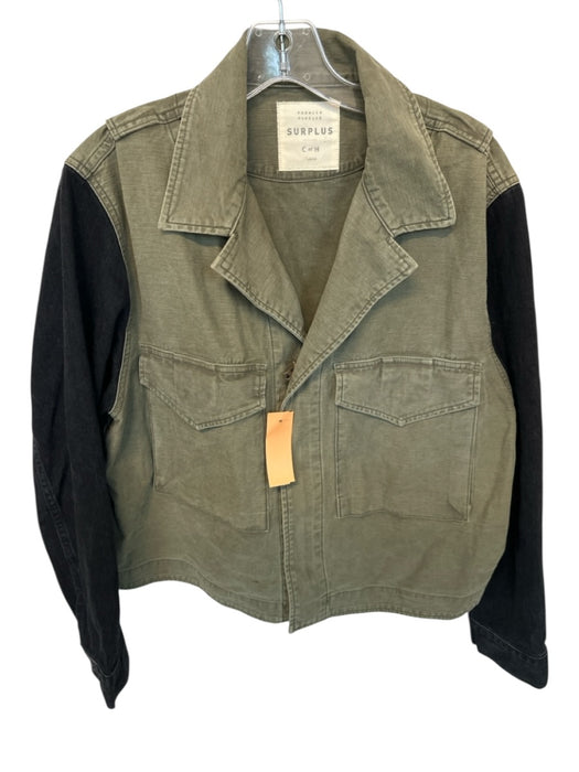 Citizens of Humanity Size L Green & Black Cotton Full Zip Color Block Jacket Green & Black / L