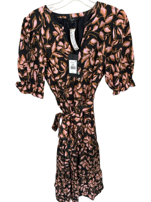 Rails Size S Black & Pink Cotton 3/4 Balloon Sleeve Flowers Buttons Maxi Dress Black & Pink / S