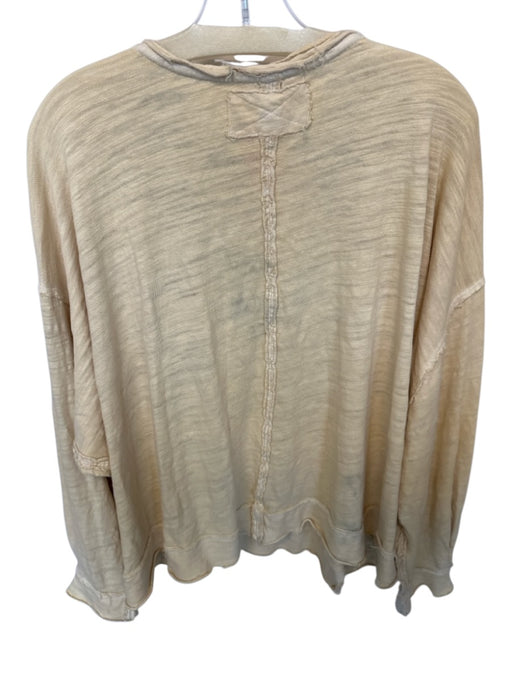 We The Free Size M Pale Yellow Cotton Long Sleeve Raw Hem Oversized Top Pale Yellow / M