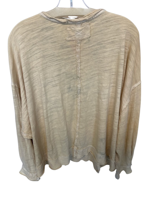 We The Free Size M Pale Yellow Cotton Long Sleeve Raw Hem Oversized Top Pale Yellow / M