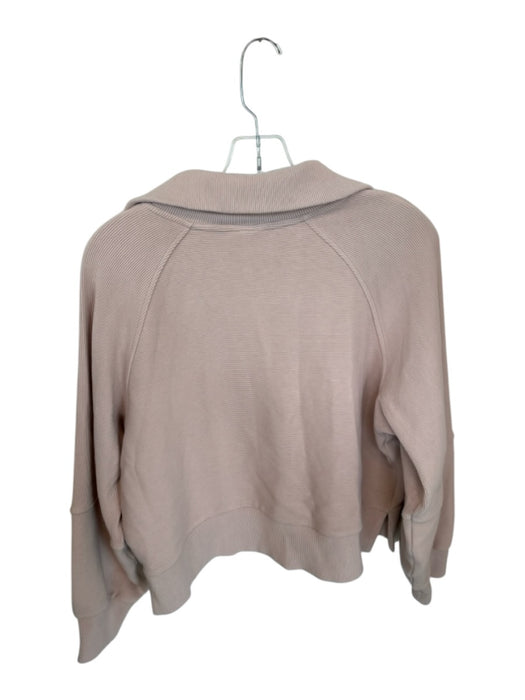 Varley Size S Mauve Cotton Blend Half Zip Ribbed Long Sleeve Athletic Jacket Mauve / S