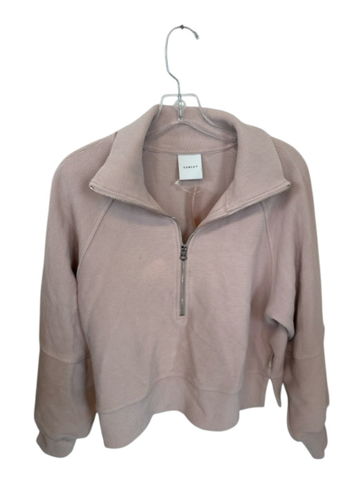 Varley Size S Mauve Cotton Blend Half Zip Ribbed Long Sleeve Athletic Jacket Mauve / S